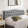 Tufted Upholstered Headboard Queen Size Grey - Adjustable 37 to 51 in