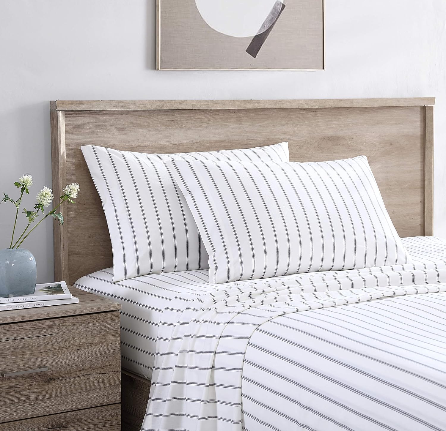 Queen Sheets Set - Crisp Cotton Percale Bedding for Comfort