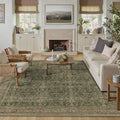 9x12 Area Rug for Living Room Green Brown Vintage Washable - Soft Low