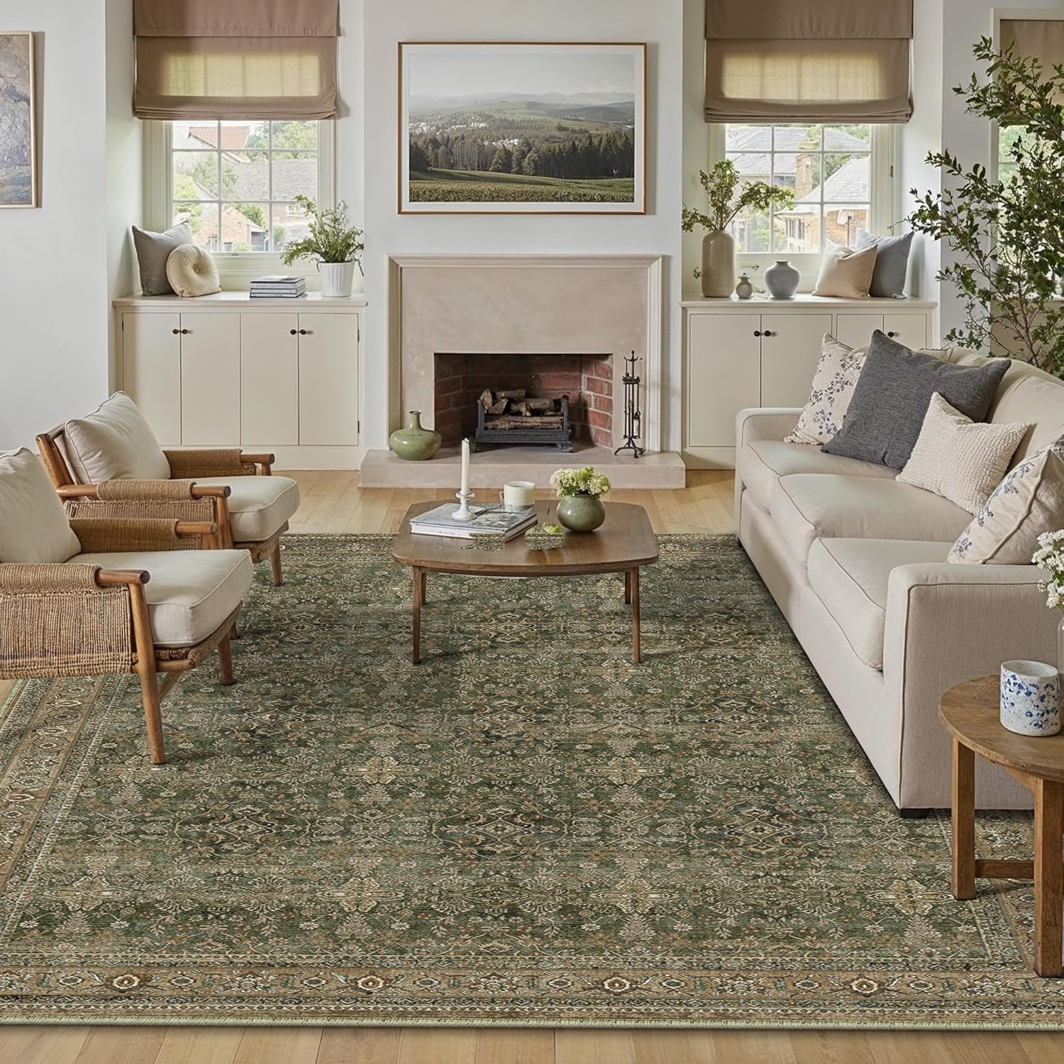 9x12 Area Rug for Living Room Vintage Washable Soft Carpet