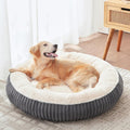 36 in Donut Dog Bed for Large Dogs Dark Grey - Calming Plush Bed