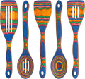 5pc Wood Cooking Utensils Set - Colorful 12in Pakkawood Spoons