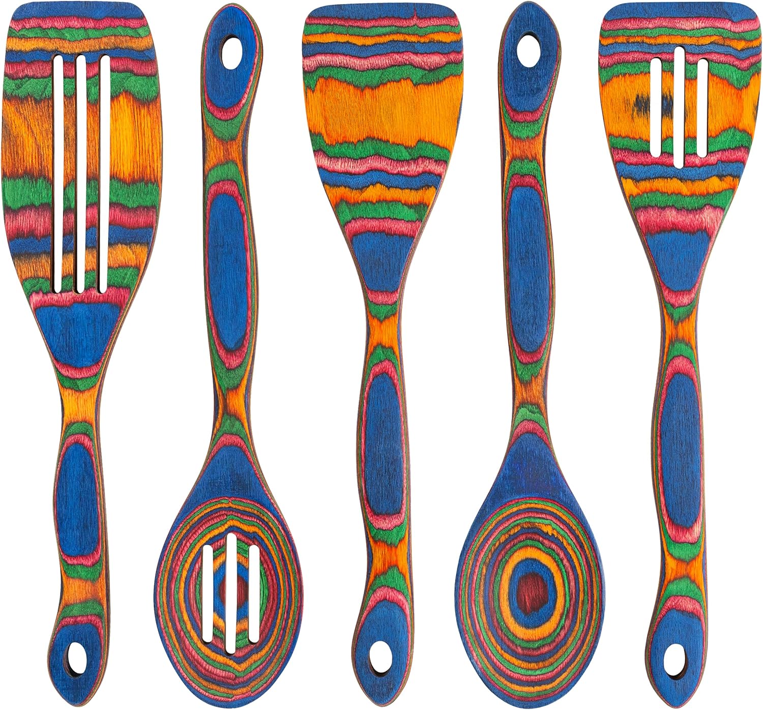 5pc Wood Cooking Utensils Set - Durable Pakkawood Kitchen Tools