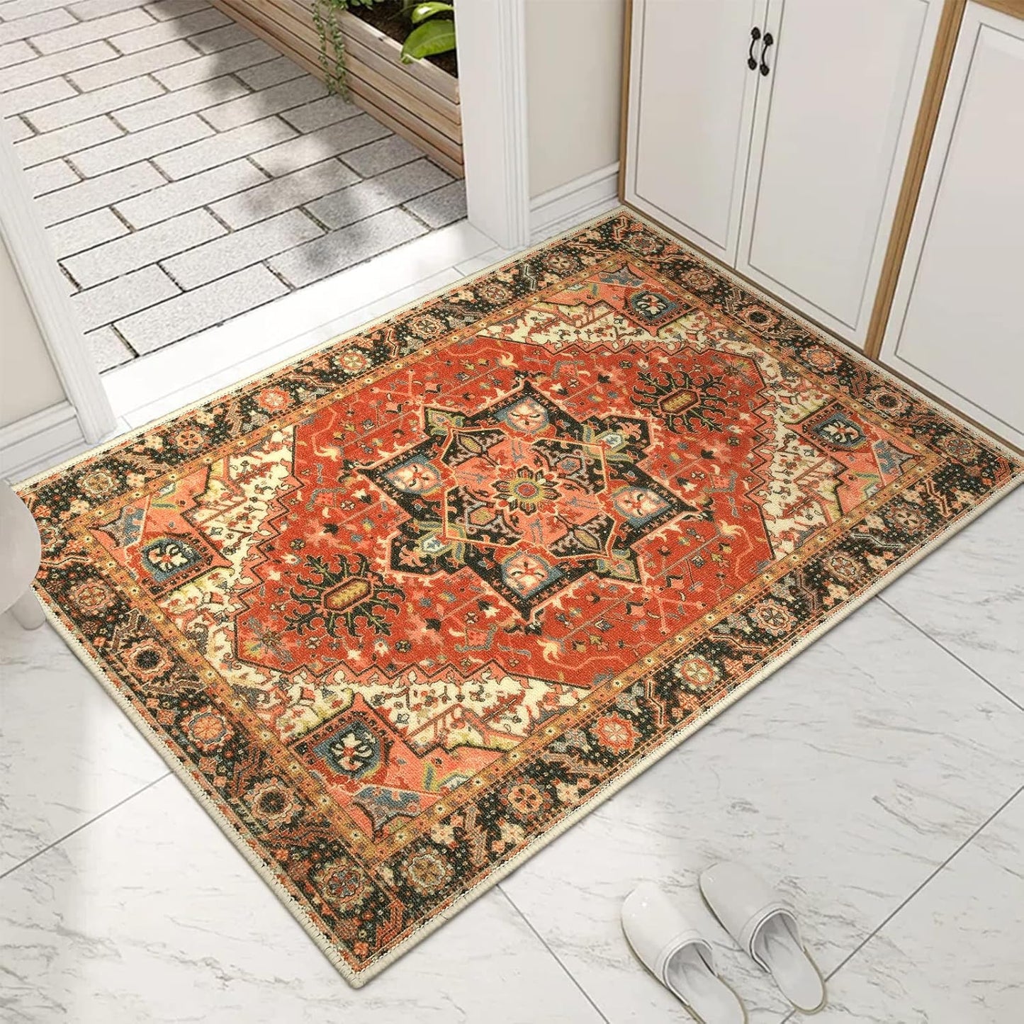Collive Indoor Door Mat Retro Floor Mat for Entryway Comfort