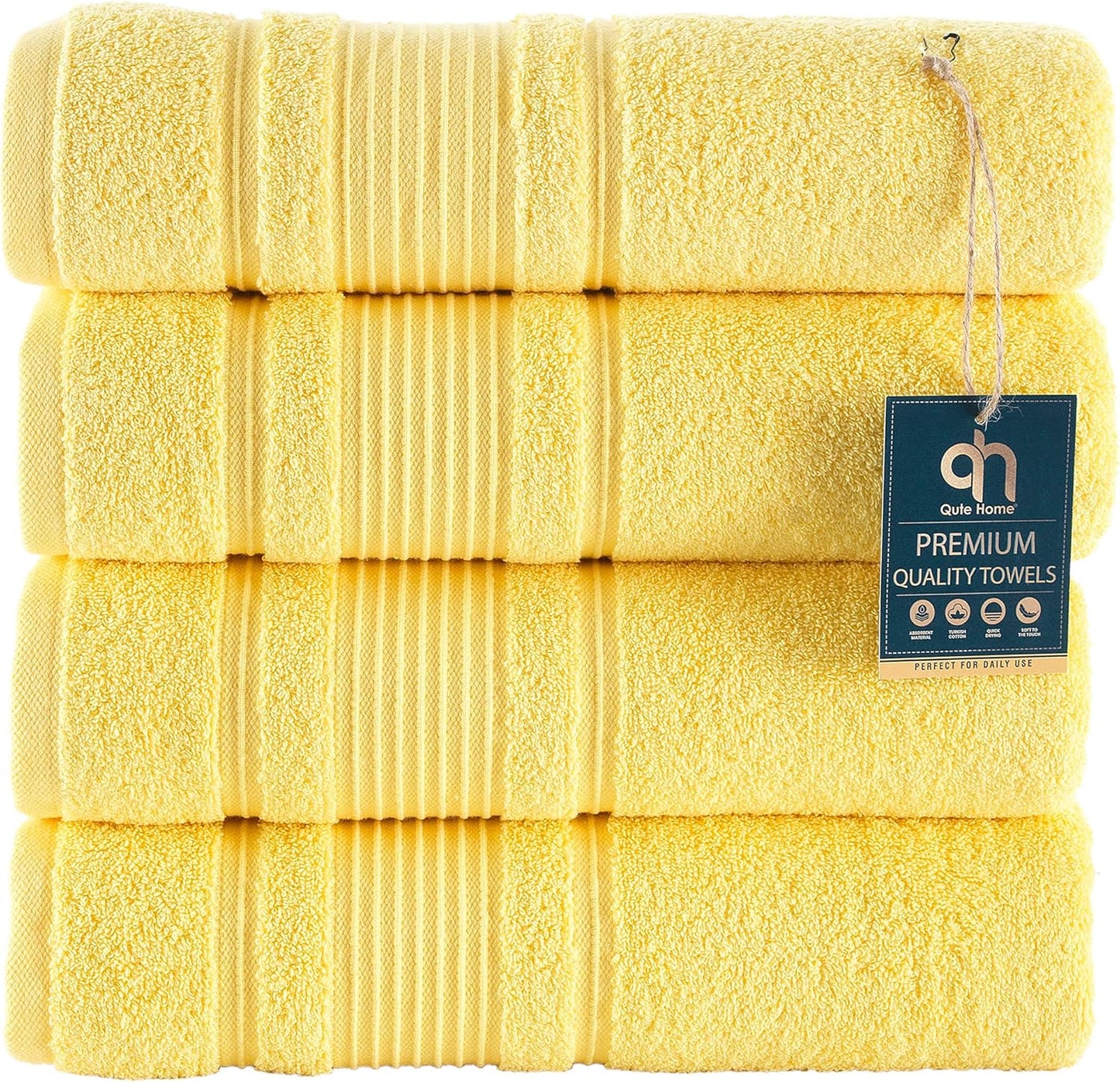 Qute Home 4-Piece Bath Towels Set - Premium Turkish Cotton Towels