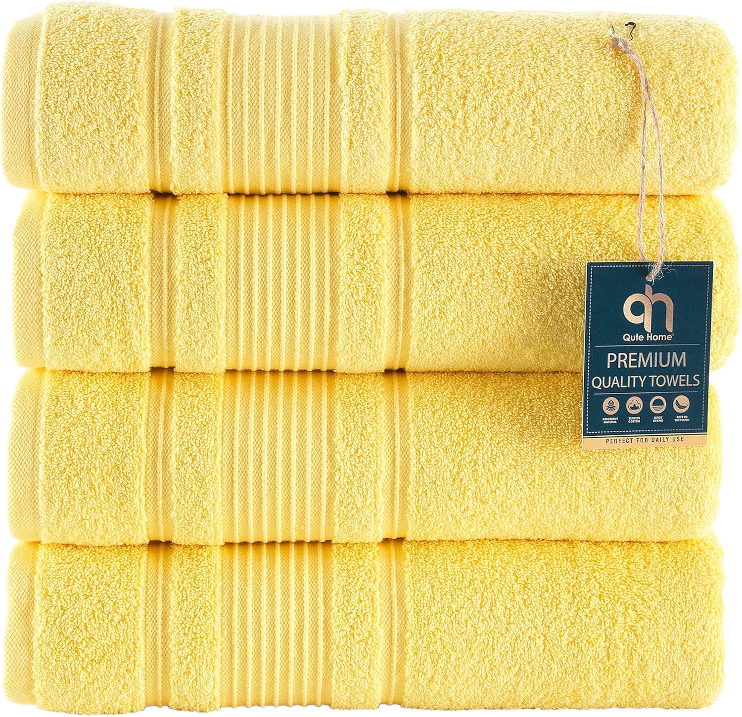 Qute Home 4-Piece Bath Towels Set - Premium Turkish Cotton Towels