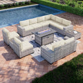 13-Piece Outdoor Patio Sectional Sofa Set with 55,000 BTU Fire Pit