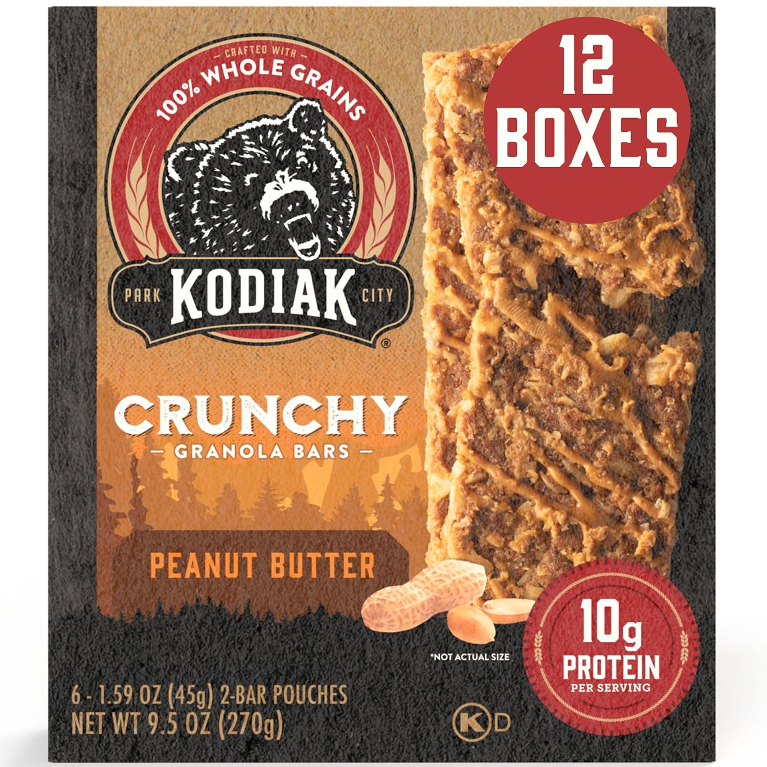 Kodiak Cakes Protein Crunchy Granola Bars, Peanut Butter Delight