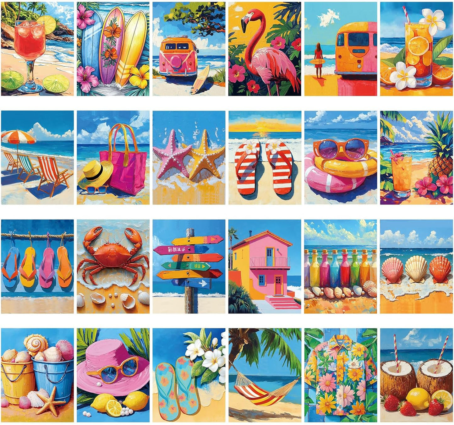 24 Pcs Pre Drawn Canvas Painting Set for Fun Art Nights