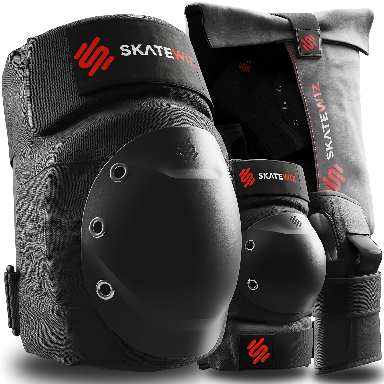 SKATEWIZ Knee and Elbow Pads Set for Roller Skating Safety