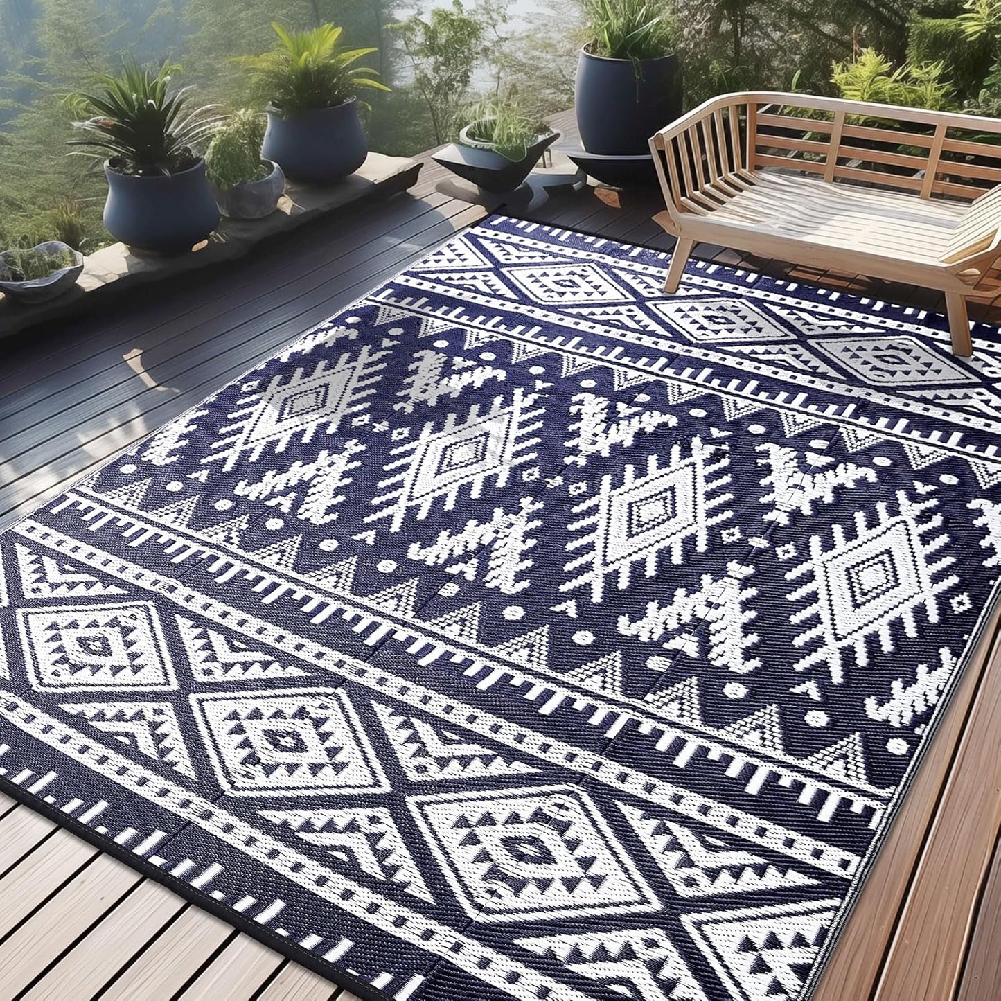 OLANLY Outdoor Rug Waterproof 8x10 ft for Patio and Deck