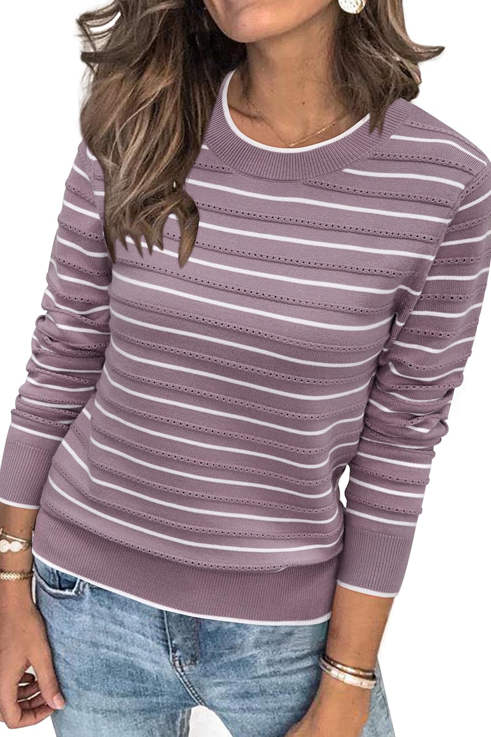 Arach&Cloz Women's Soft Knit Sweater Dressy Casual Pullover Tops