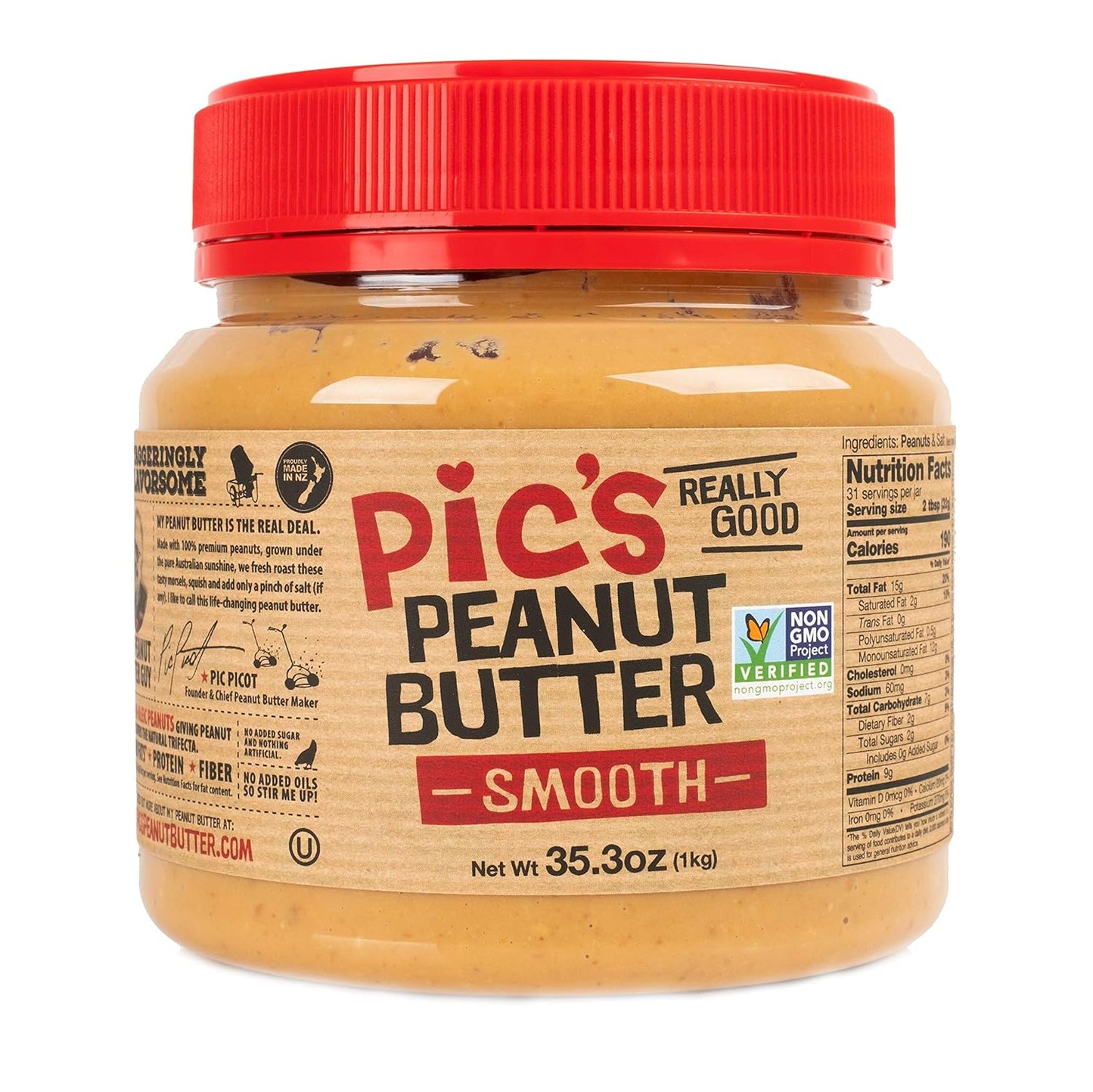 Pic's Smooth Peanut Butter - All Natural, Vegan, Gluten Free