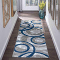 GLORY RUGS Area Rug Modern Navy Circles Geometry - Soft Fluffy Texture