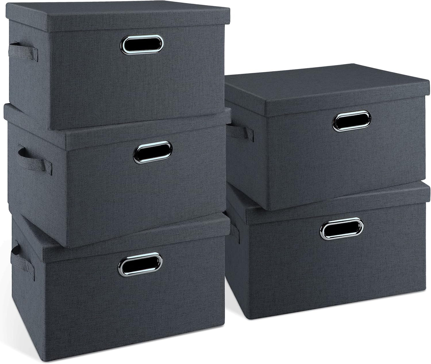 Medium 15in Collapsible Storage Bins with Lids - 5 Pack Set