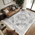 Living Room 8x10 Area Rug - Washable Low-Pile Vintage Medallion Rug
