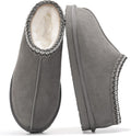 Mens Leather Shearling Slippers - Memory Foam Non-Slip Comfort