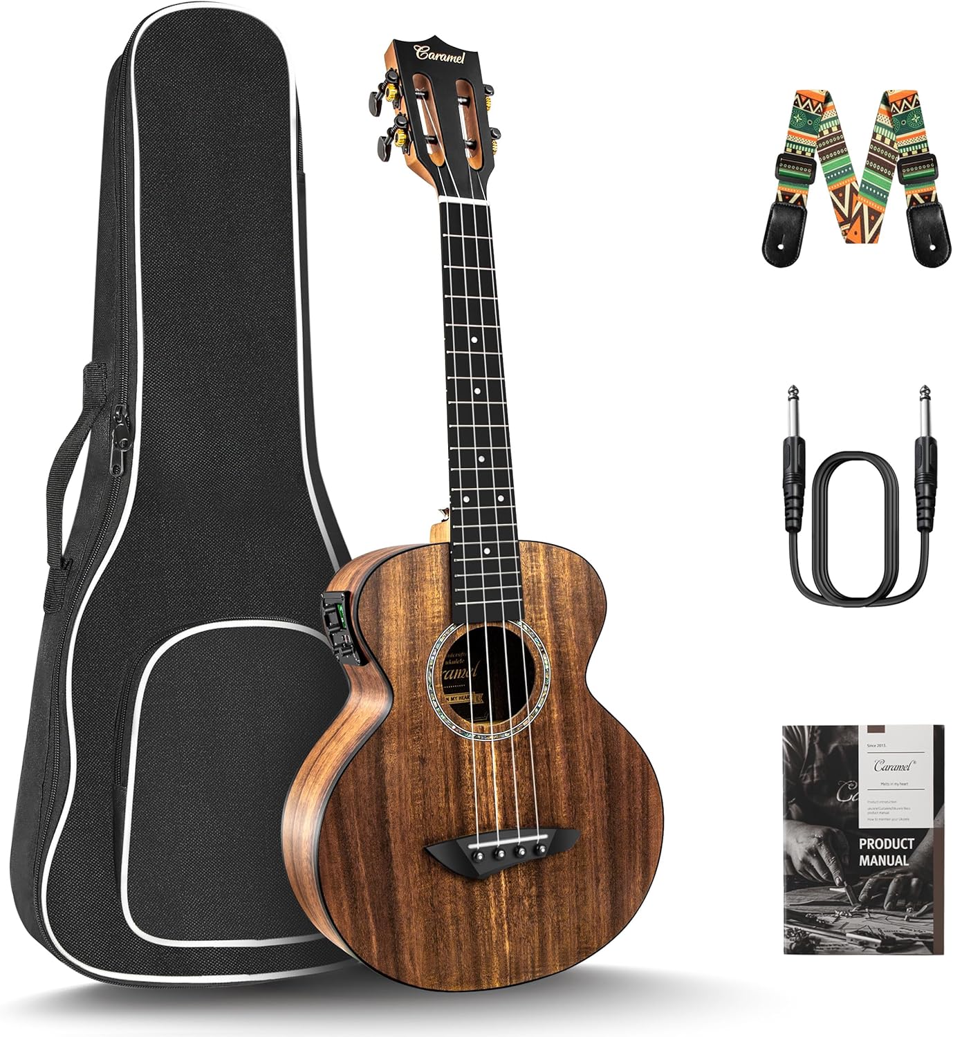 Caramel 26in CT204 Solid Acacia Wood Tenor Electric Ukulele Kit