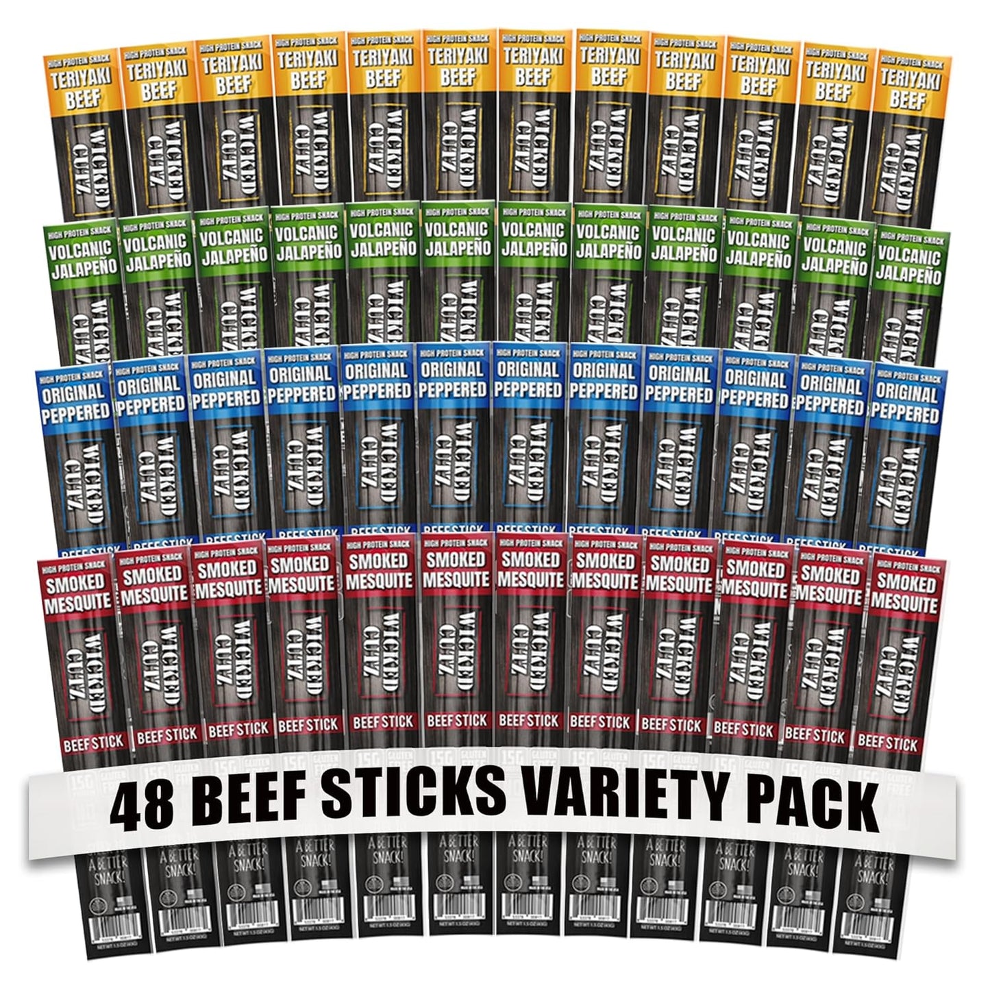 Wicked Cutz Beef Sticks Variety Pack - 15g Protein Snacks