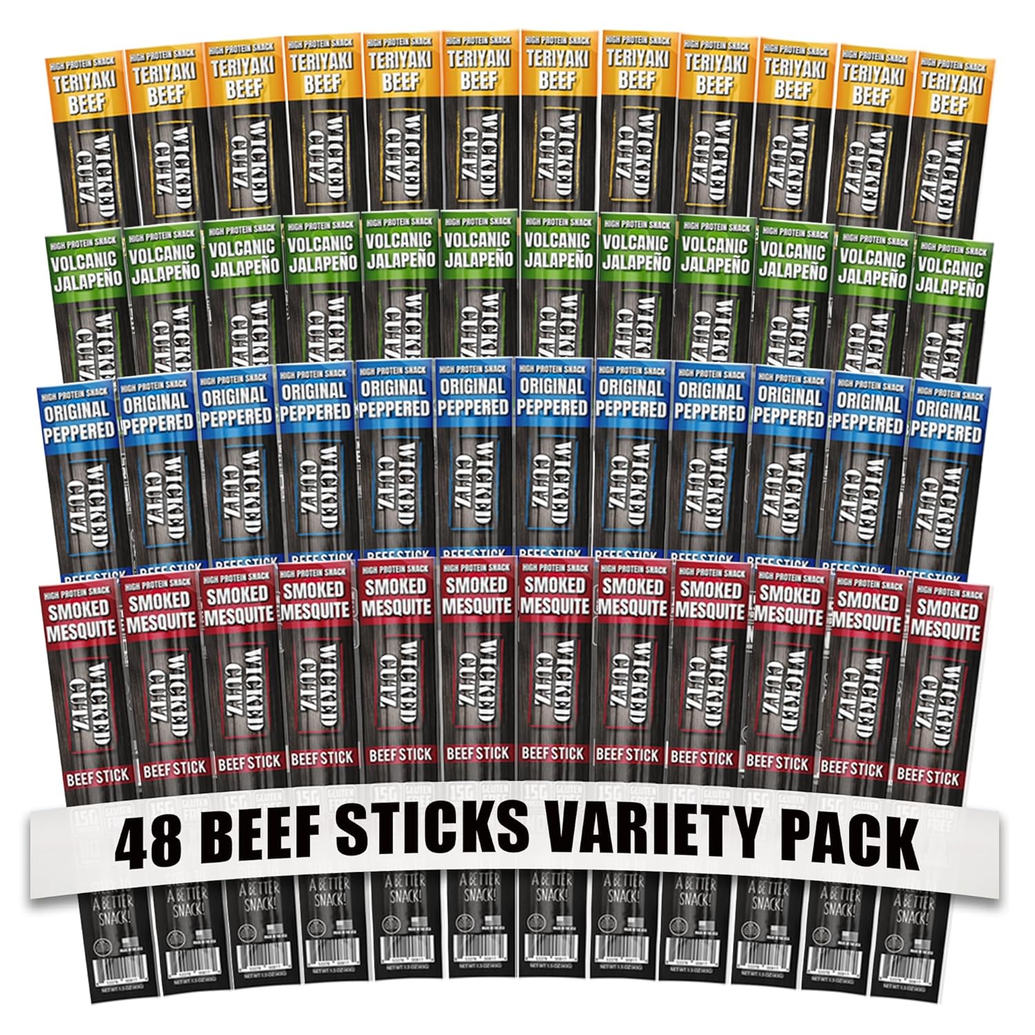 Wicked Cutz Beef Sticks Variety Pack - 15g Protein Snacks