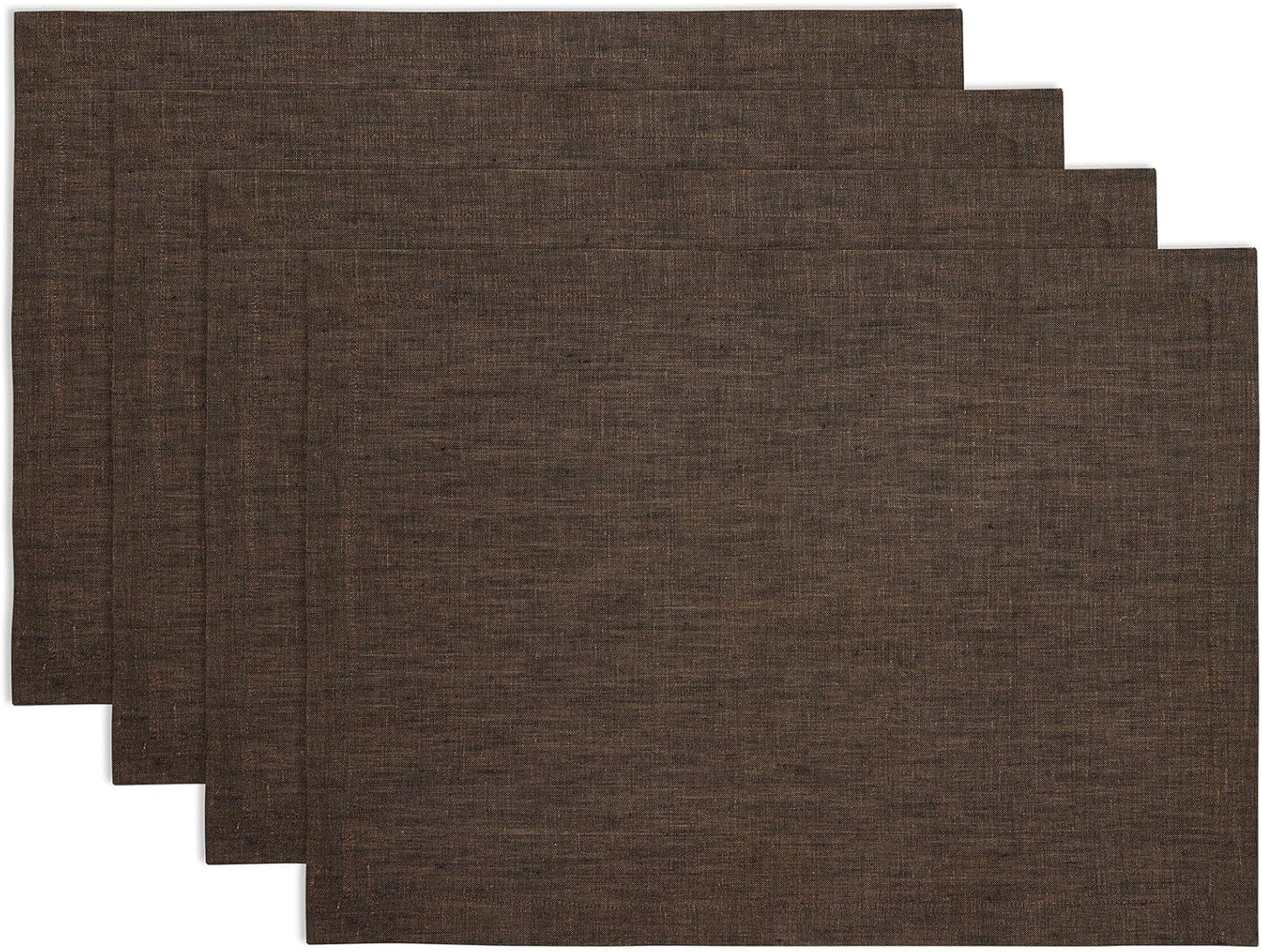 Pure Linen Chambray Brown Placemats Set of 4 for Stylish Dining
