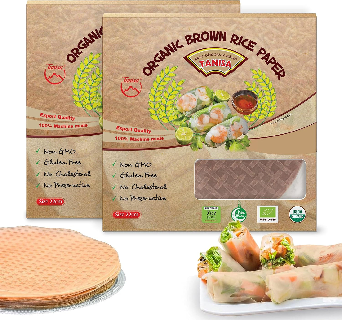 Organic Brown Rice Paper Wrappers for Healthy Spring Rolls