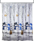 Winter Friends Snowman Shower Curtain - Festive Blue Cheer