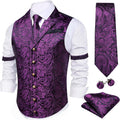 Elegant Barry.Wang Men's Silk Lapel Vest and Tie Holder Set