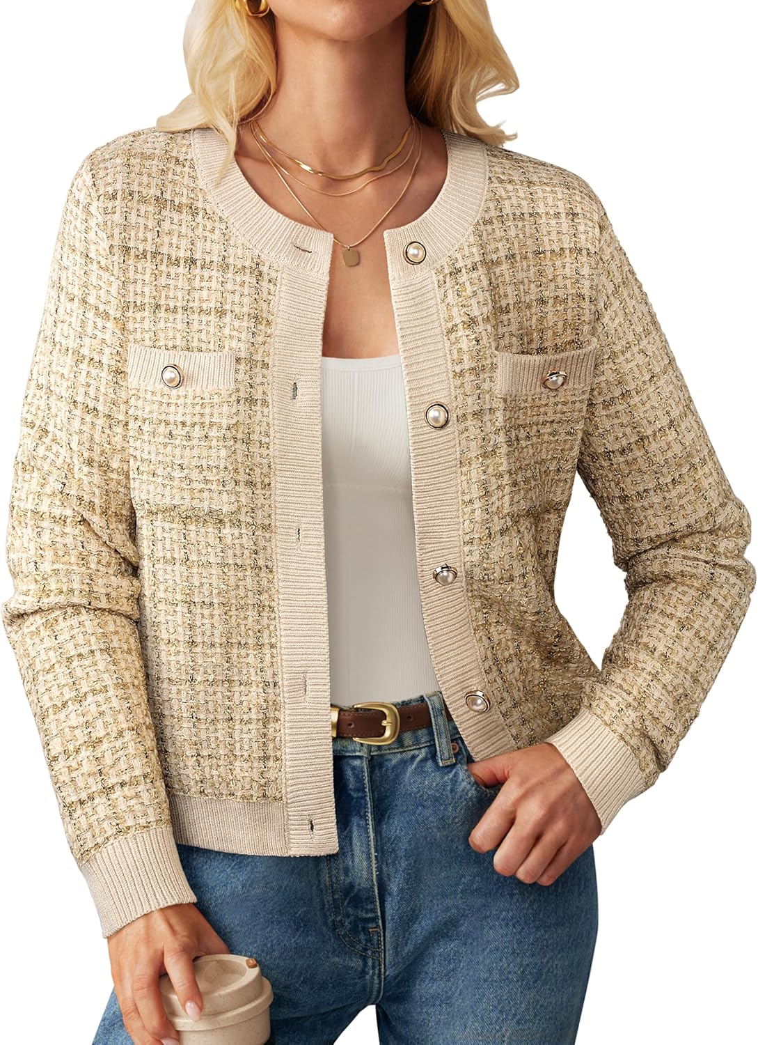 GRACE KARIN Womens Open Front Button Down Cardigan Sweater