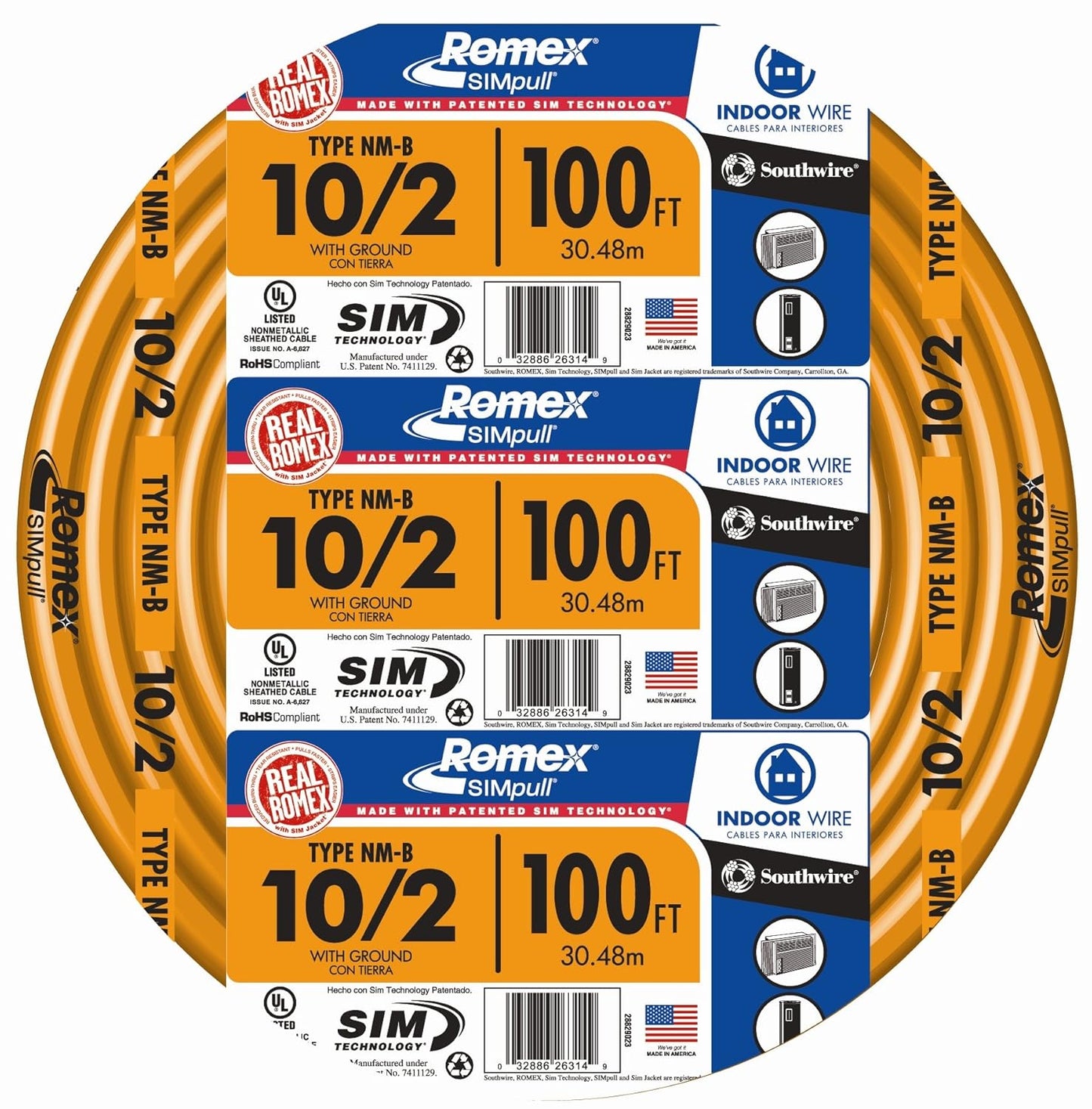 Southwire 100ft 10/2 NMB W/G Cable for Easy Installation