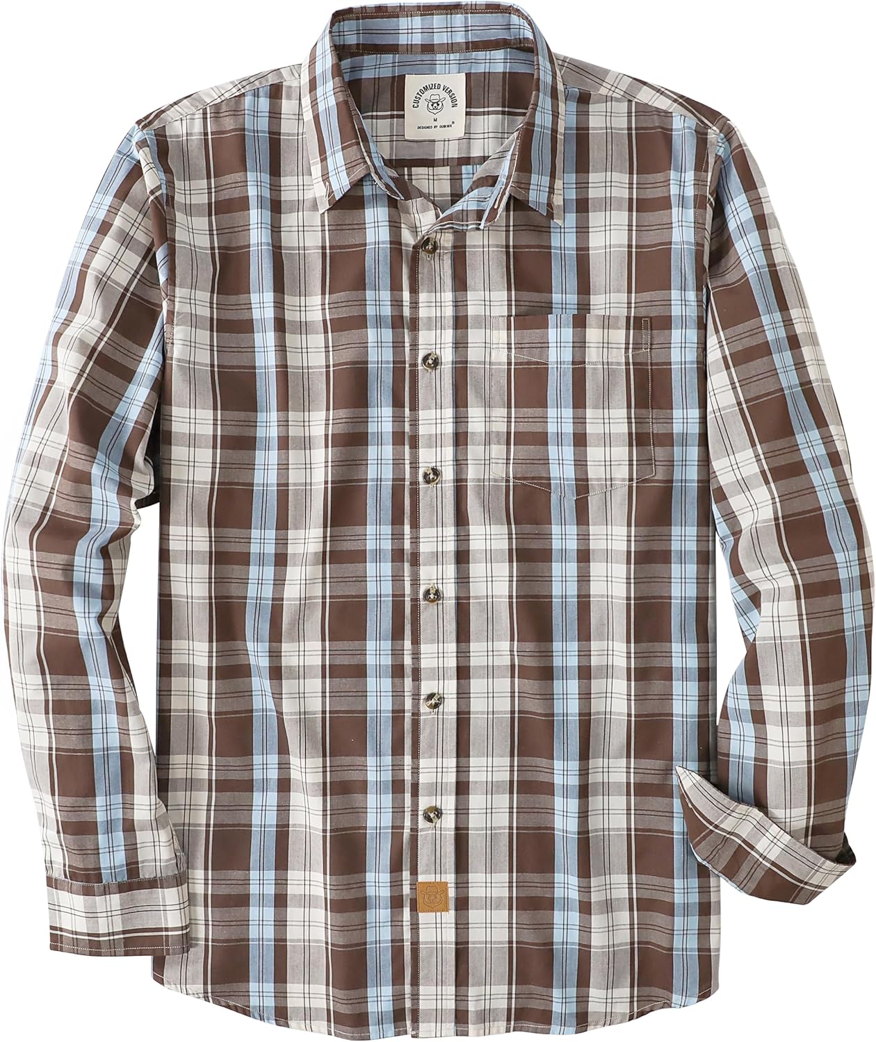 Dubinik Mens Button Up Shirts Long Sleeve Casual Cotton Plaid