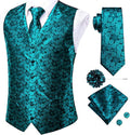 Hi-Tie 5PCS Vest Necktie Handkerchief Cufflinks Lapel Pin Set - Formal
