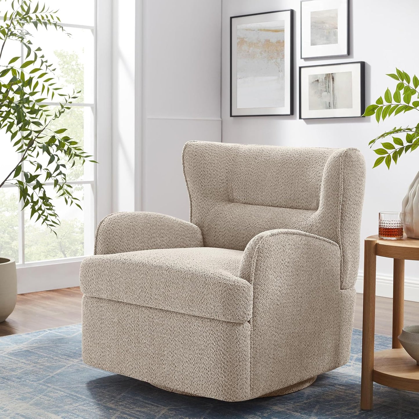 VANOMi Swivel Accent Chair: Cozy Boucle Comfort