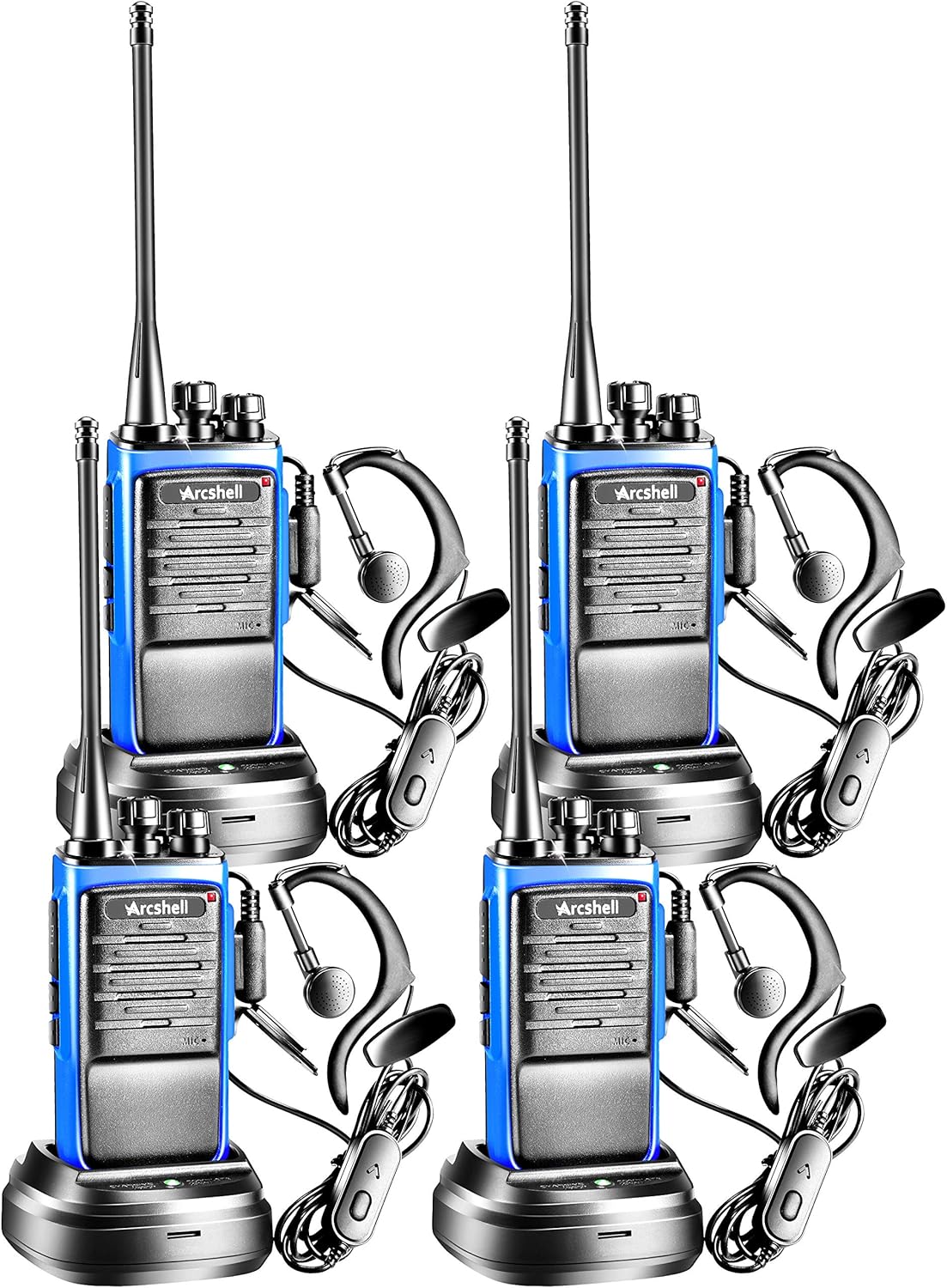 Rechargeable Long Range Two-Way Radios with Earpiece 4 Pack
