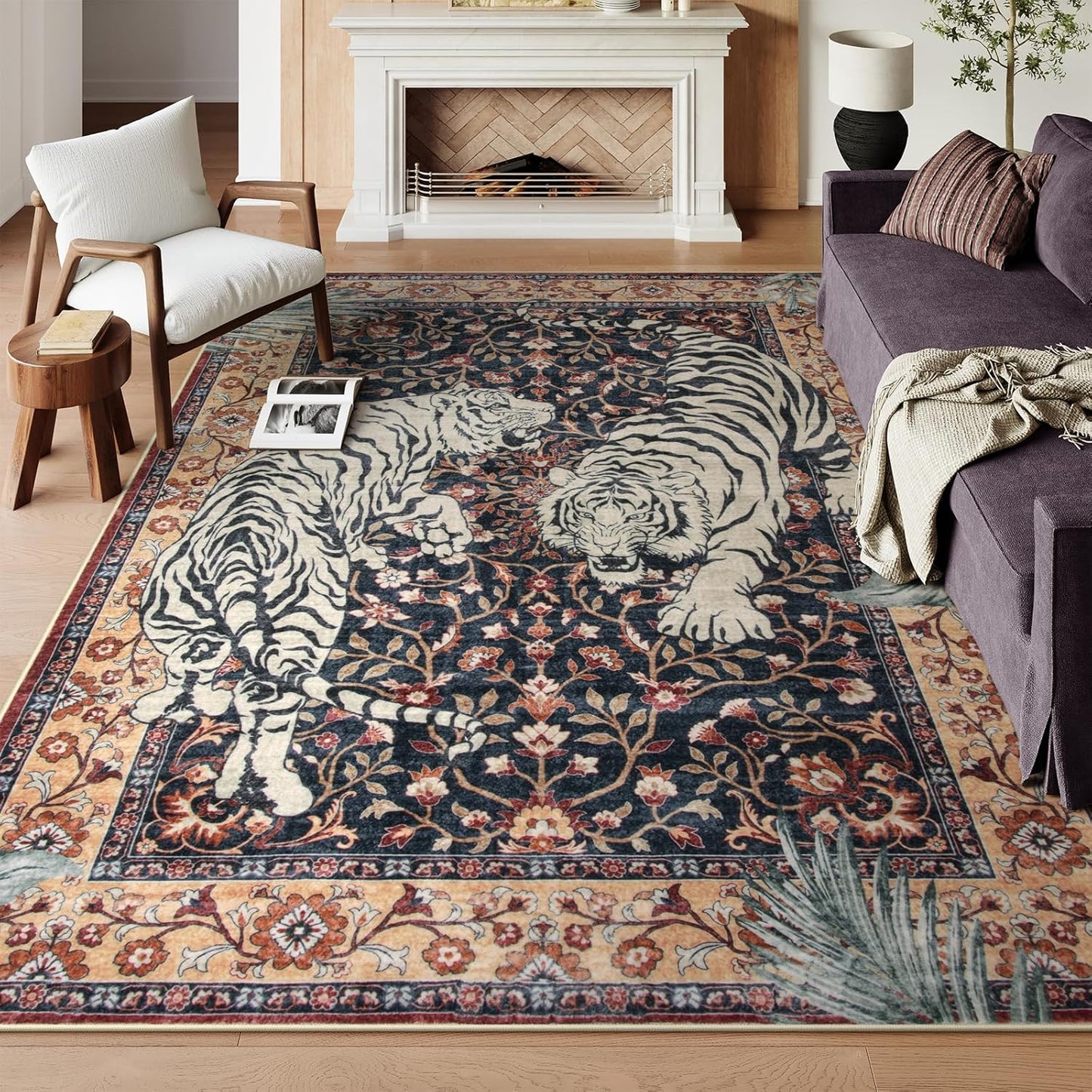 Moynesa Tiger Washable Area Rugs 8x10 - Ultra Soft & Non-Slip