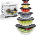 Glass Mixing Bowl Set 12 Pc with Ombre Black Lids - Nesting