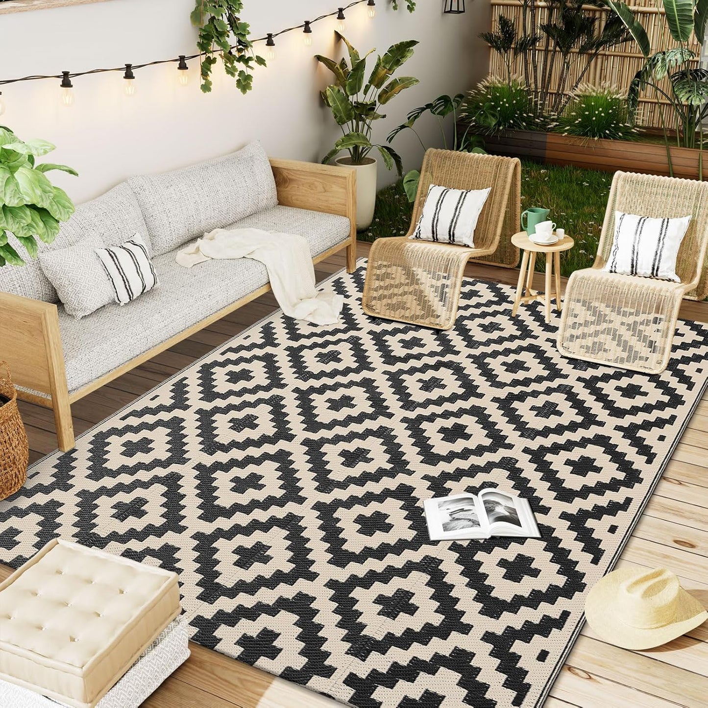 OLANLY Waterproof Outdoor Rug 5x8 ft for Camping & Picnics