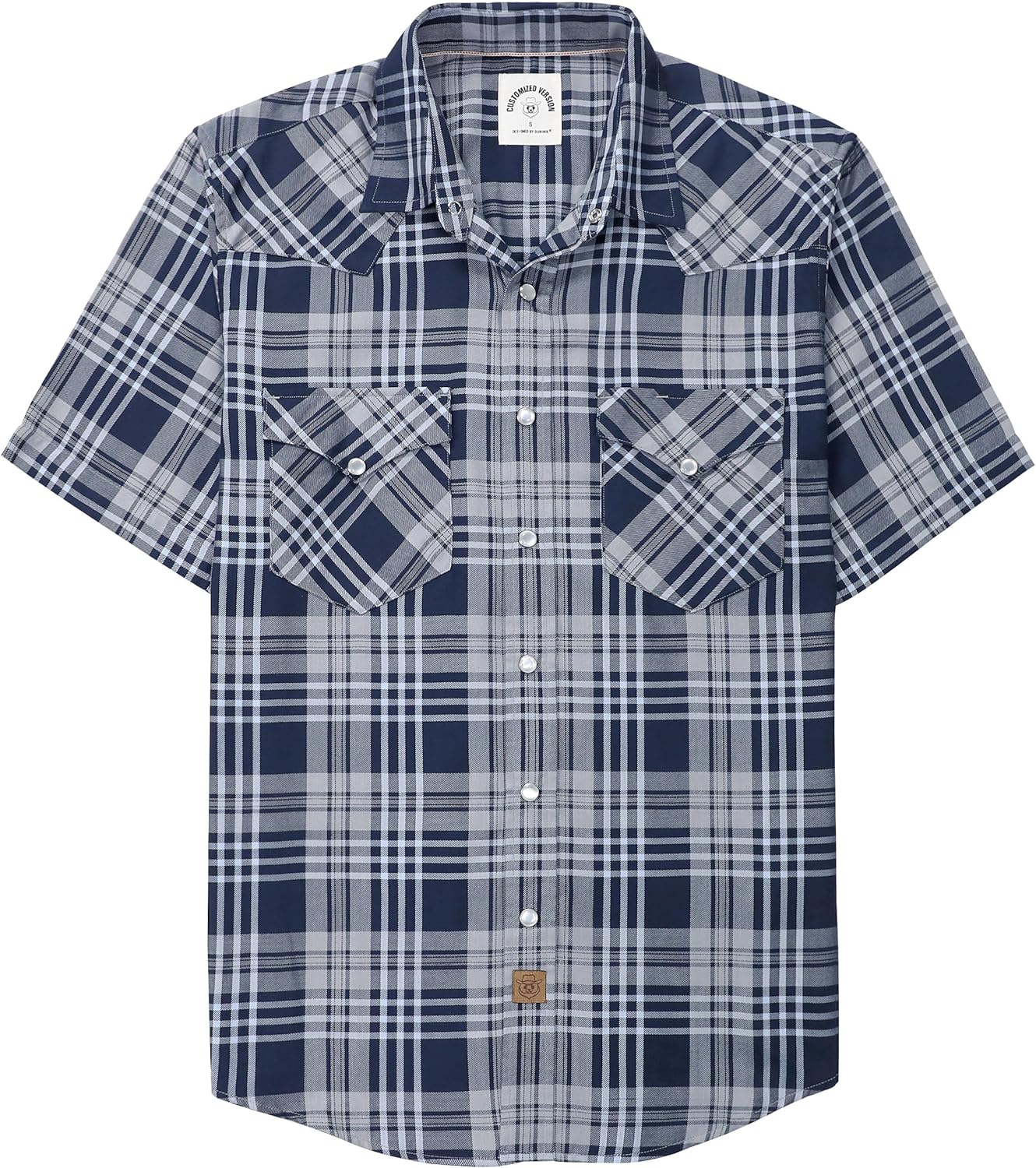 Stylish Mens Short Sleeve Western Cowboy Plaid Snap Shirts