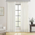 Beige White Pleated Curtains 84 in Long Light Filtering - Elegant