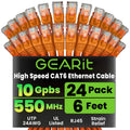Cat 6 Ethernet Cable 24-Pack 6 ft Orange - 10Gbps RJ45 Patch Cords