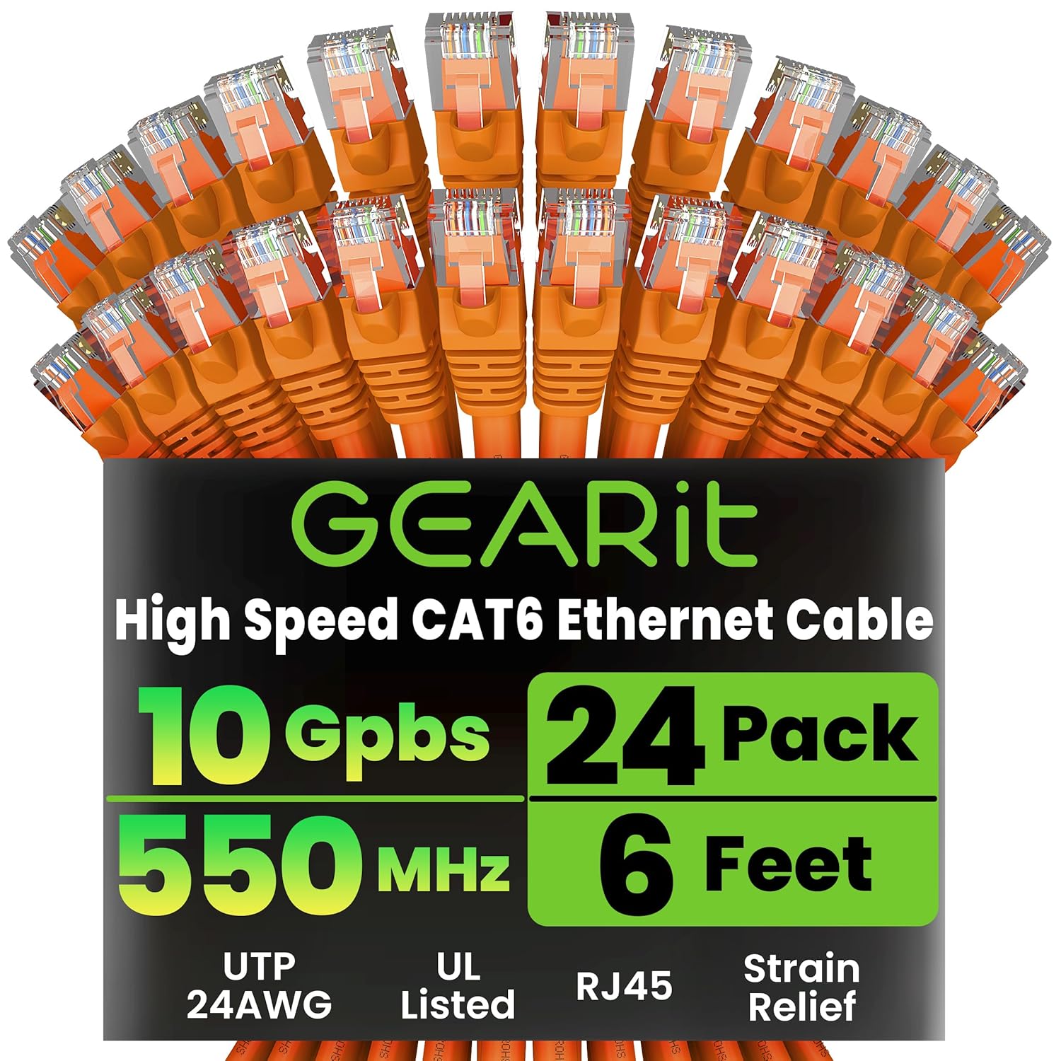 GearIT Cat 6 Ethernet Cable 24-Pack for High-Speed Networking