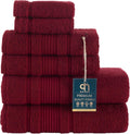 Burgundy 6-Piece Turkish Cotton Towel Set - Soft, Absorbent 550 GSM
