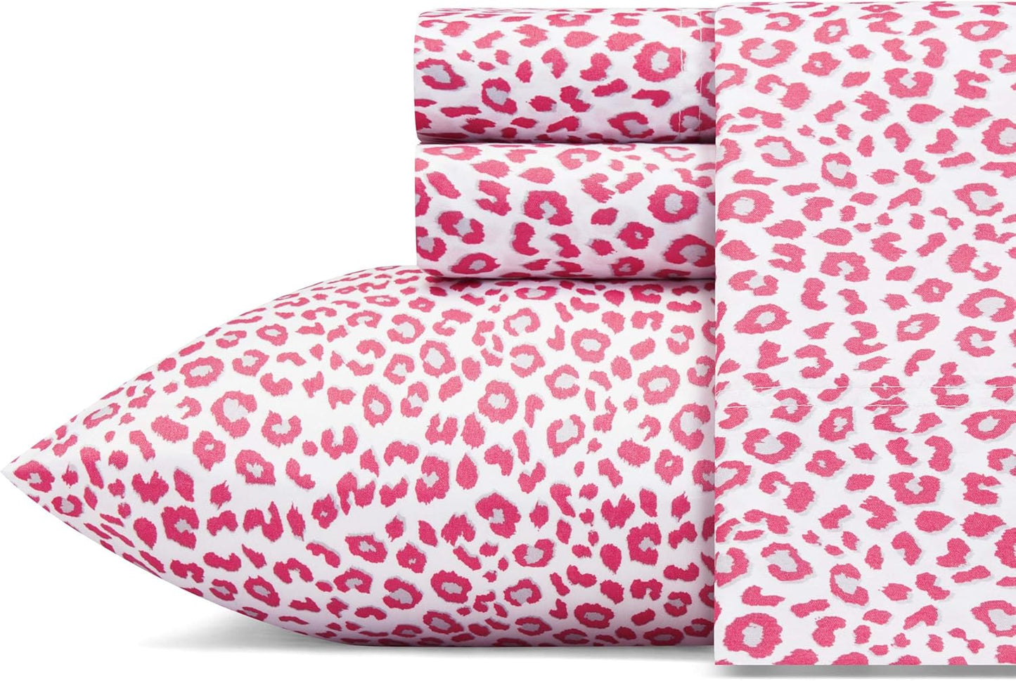 Betsey Johnson Leopard Microfiber Pink 4 Piece King Sheet Set