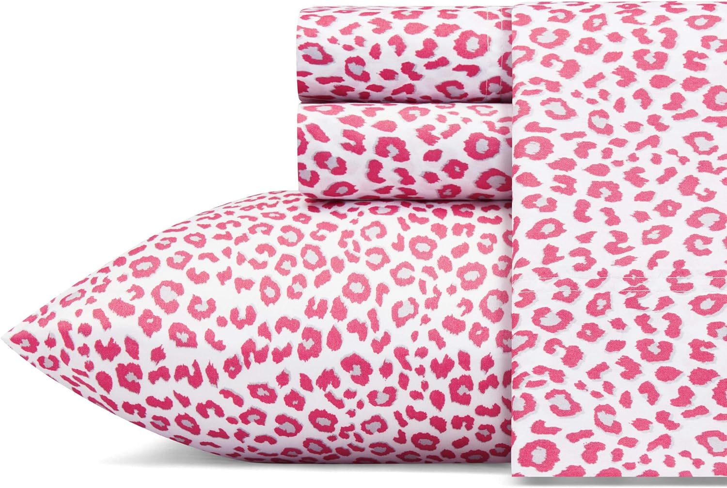 Betsey Johnson Leopard Microfiber Pink 4 Piece Sheet Set Queen