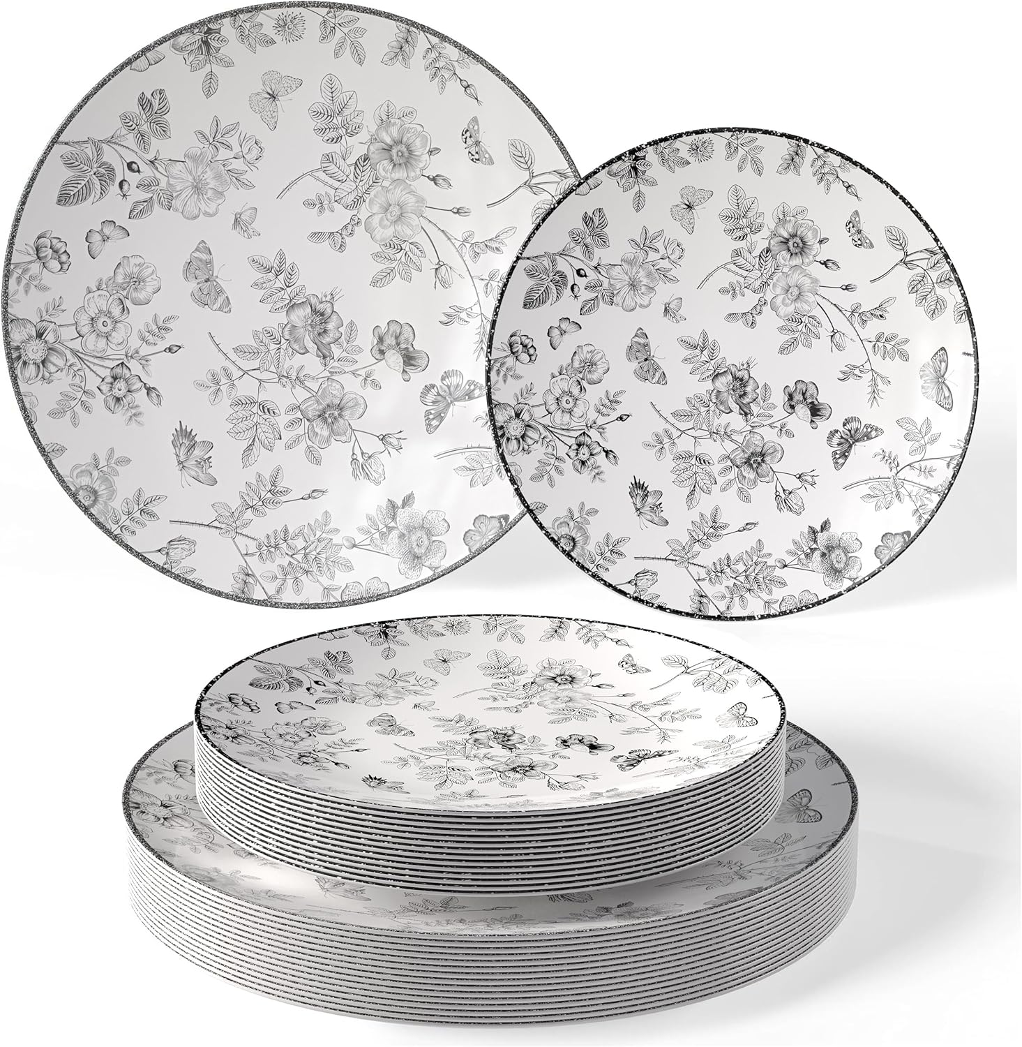 Elegant Black Floral Disposable Plates for All Occasions