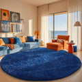 Ophanie Round Rug 8Ft Blue Circle Area Rug - Plush Soft Shaggy