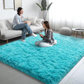 6x9 Area Rug Fluffy Shaggy Rug Teal Blue - Cozy Soft Carpet