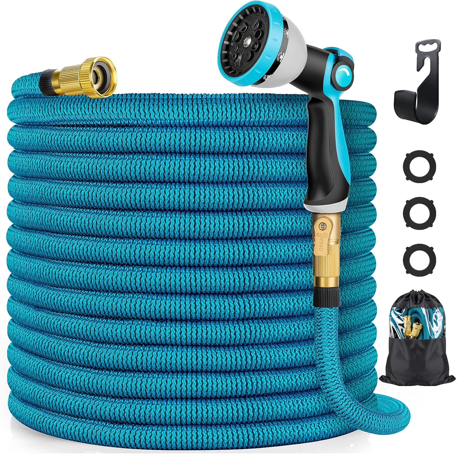Expandable Garden Hose 100 ft with 10 Function Spray Nozzle