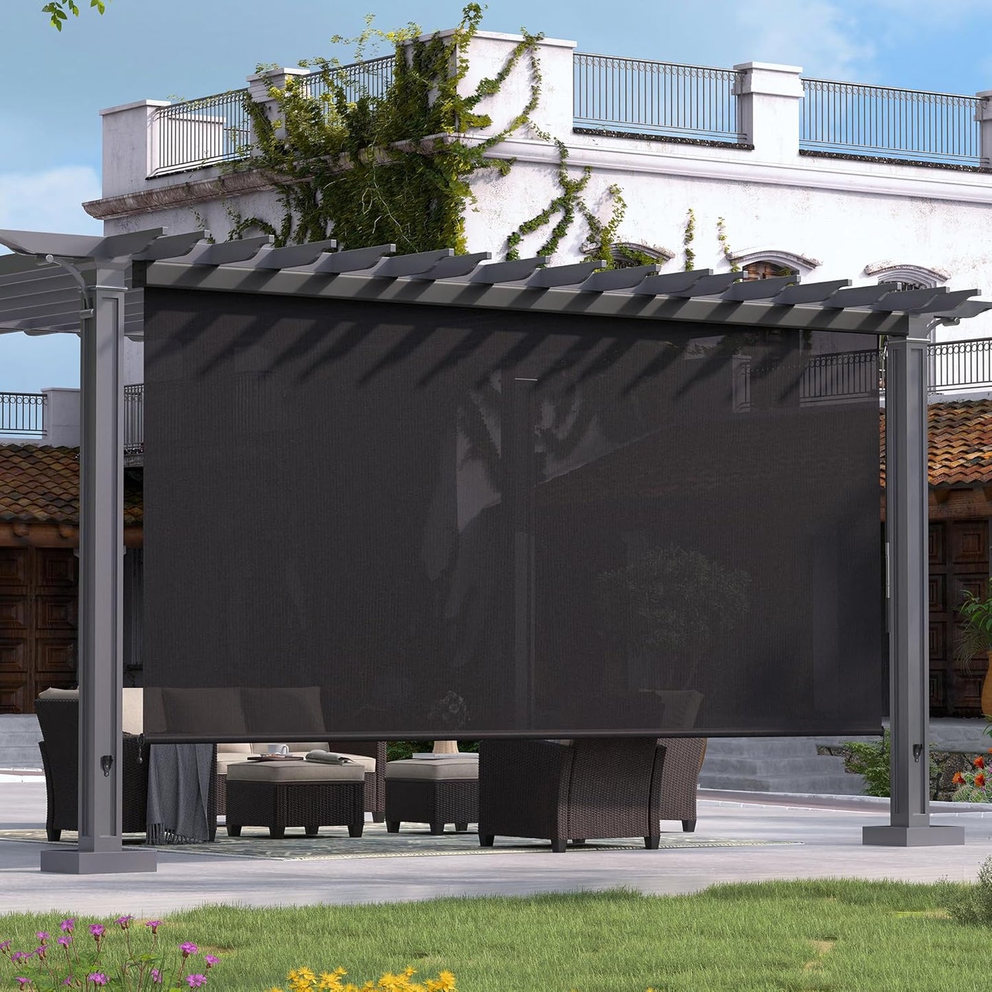 VICLLAX Outdoor Premium Roller Shades for Patio and Porch