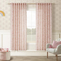 Pink Floral Linen Curtains 72 in Length 2 Panels Set - Soft Light